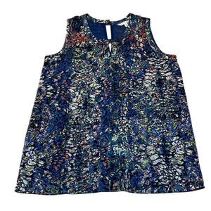 CAbi Stained Glass key hole Tank Top, blue sleeveless blouse multicolored Medium